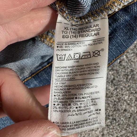 Old Navy Denim Jacket Girls XL 14 Blue Stretch Jean Trucker Button Front Pockets - Picture 8 of 12